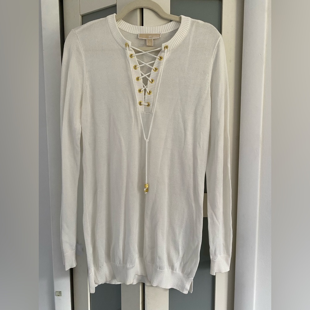 Michael Kors Sweater Tunic Long Sleeve size Small White Pre-owned